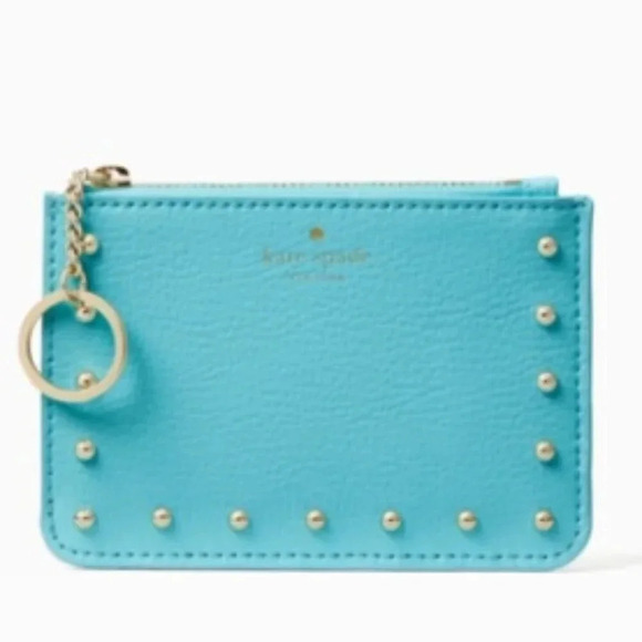 Kate Spade Bitsy Sanders Place Card Wallet in Color Lizard (Teal) with Studs - Picture 9 of 9